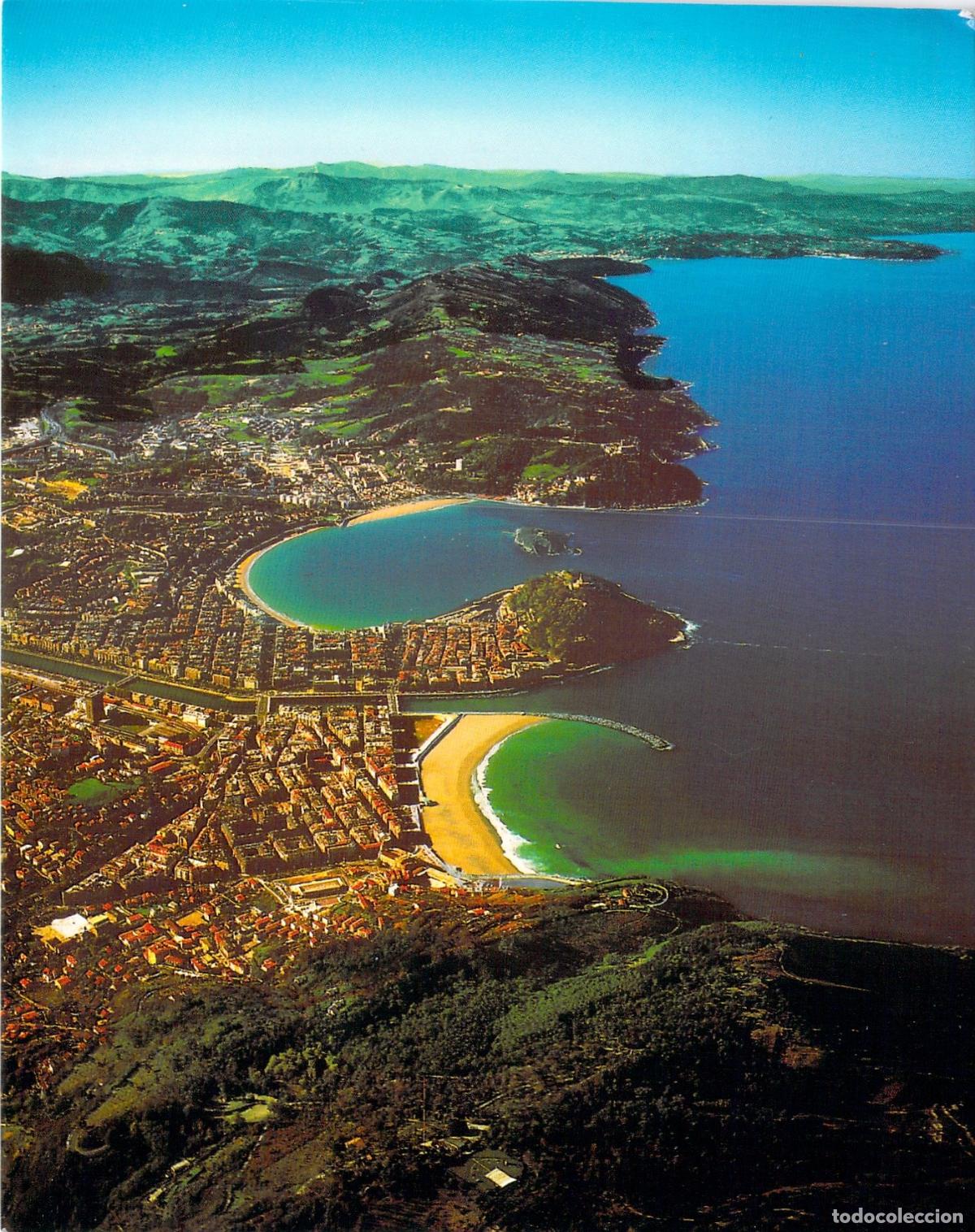 Postales: Postal de San Sebasti&aacute;n vista a&eacute;rea panor&aacute;mica