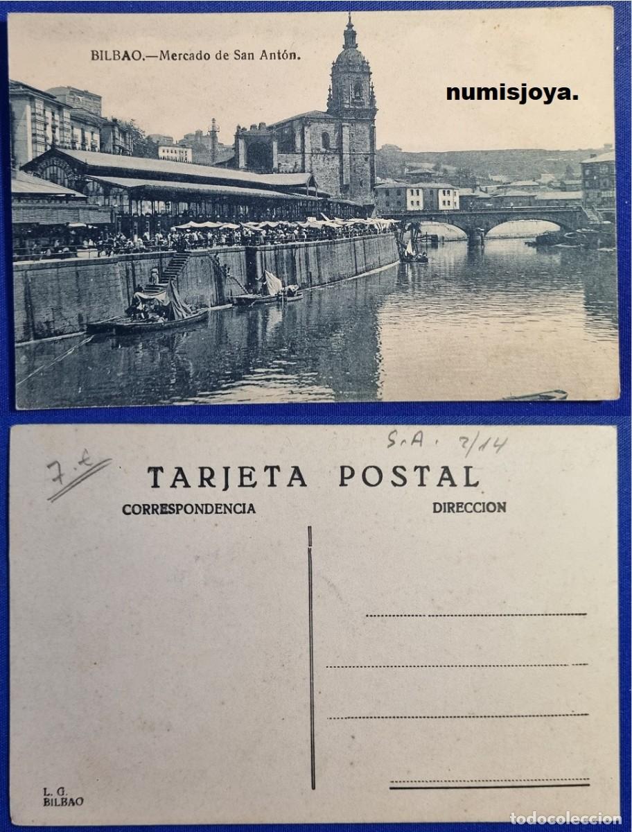 Postales: Postal de Bilbao Espa&ntilde;a a&ntilde;o 1910 Mercado de San Ant&oacute;n. Ed. L. G.