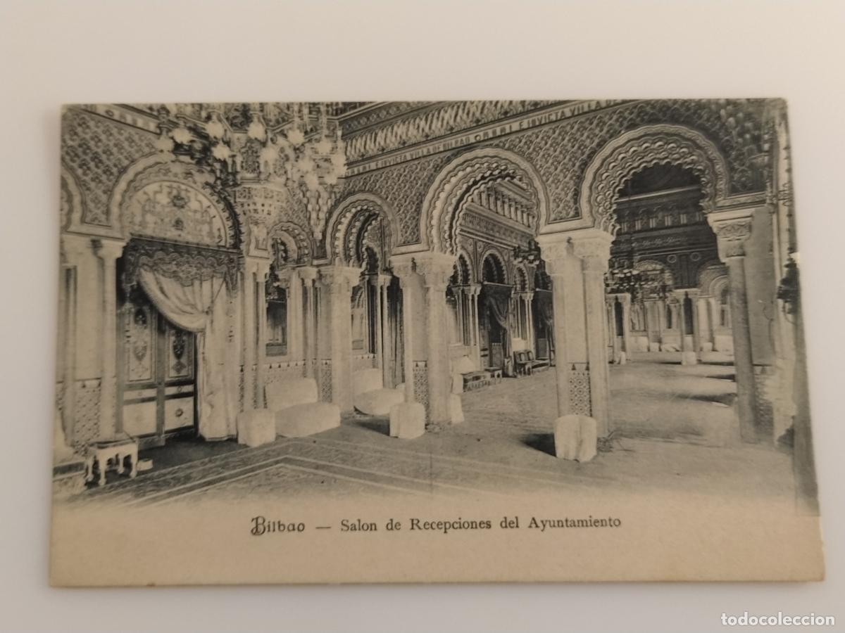 Postales: BILBAO - SALON DE RECEPCIONES DEL AYUNTAMIENTO - REVERSO SIN DIVIDIR - POSTAL ANTIGUA (116.876)