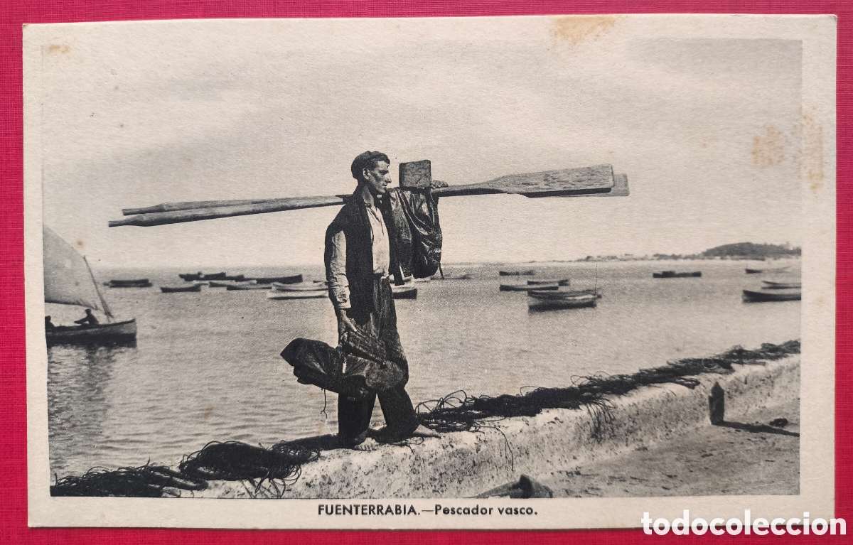 Postales: HONDARRIBIA PESCADOR VASCO POSTAL ED. MUSEUM FUENTERRABIA GUIP&Uacute;ZCOA C. 1920