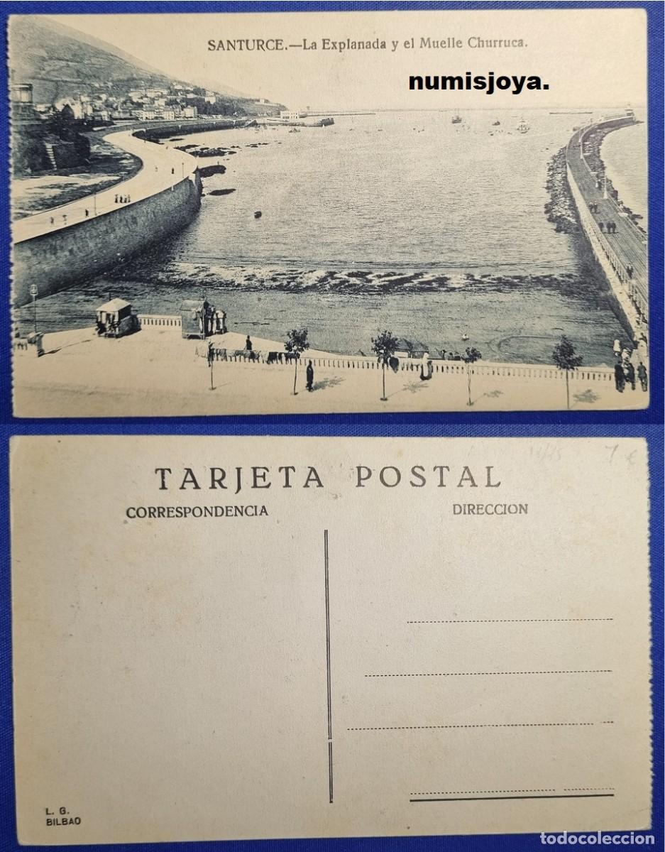 Postales: Postal de SANTURCE Bilbao Espa&ntilde;a a&ntilde;o 1910. La Explanada y el Muelle Churruca. Ed. L. G.