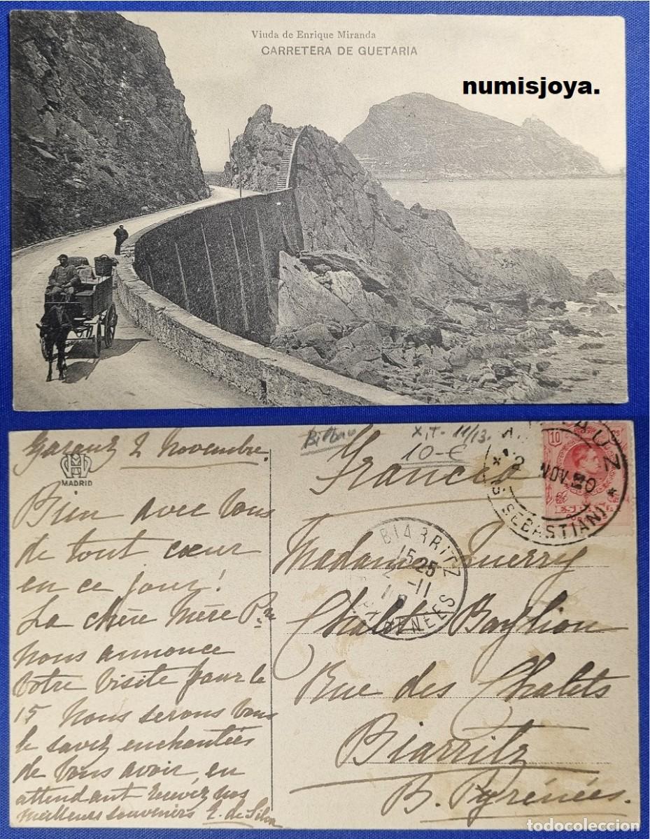 Postales: Postal de Guetaria Bilbao Espa&ntilde;a a&ntilde;o 1910. Carretera de Guetaria. Escrita con sello en 1911.