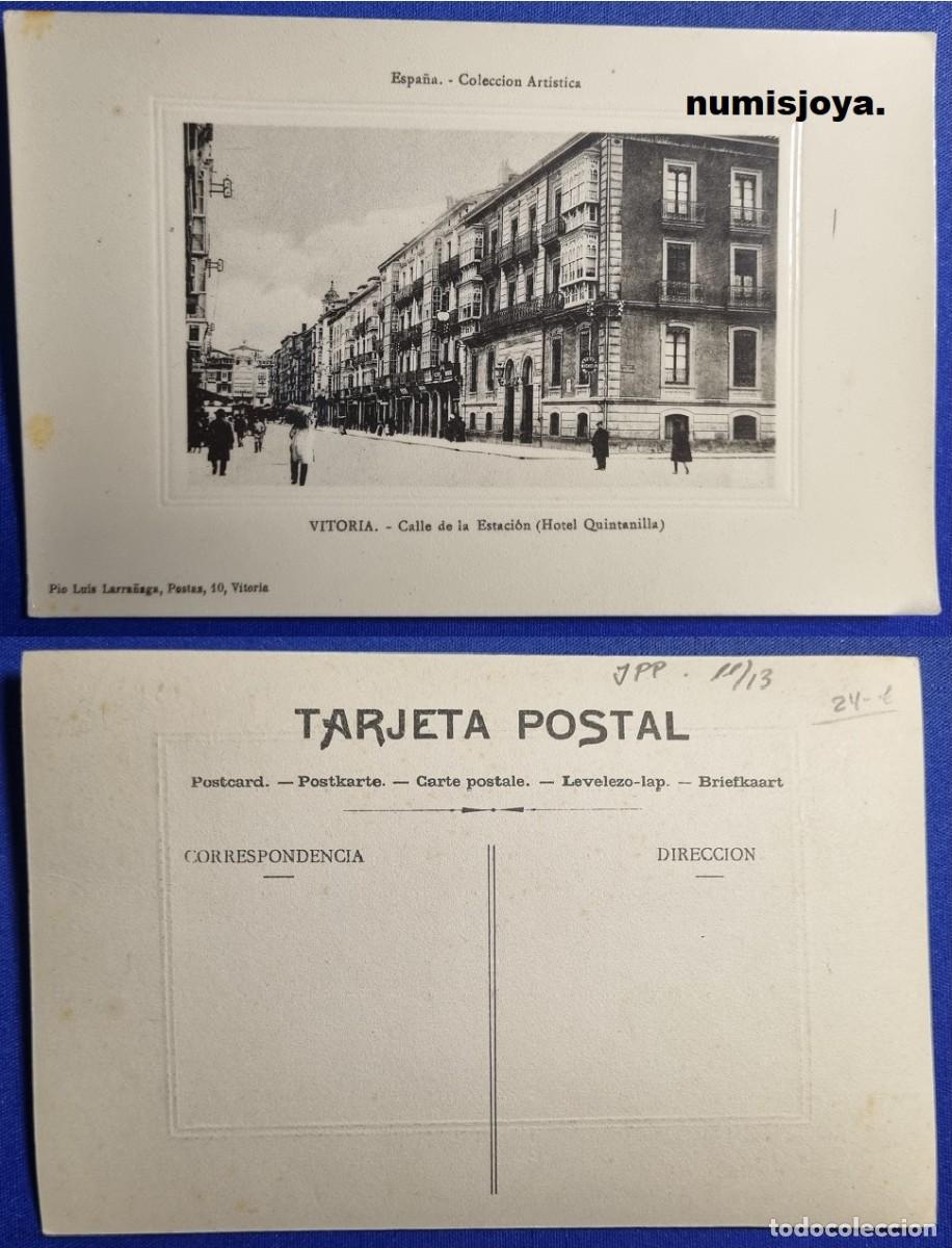 Postales: Postal de Vitoria Espa&ntilde;a a&ntilde;o 1910. Calle Postas y Plaza de la Virgen Blanca. Colecci&oacute;n Art&iacute;stica.