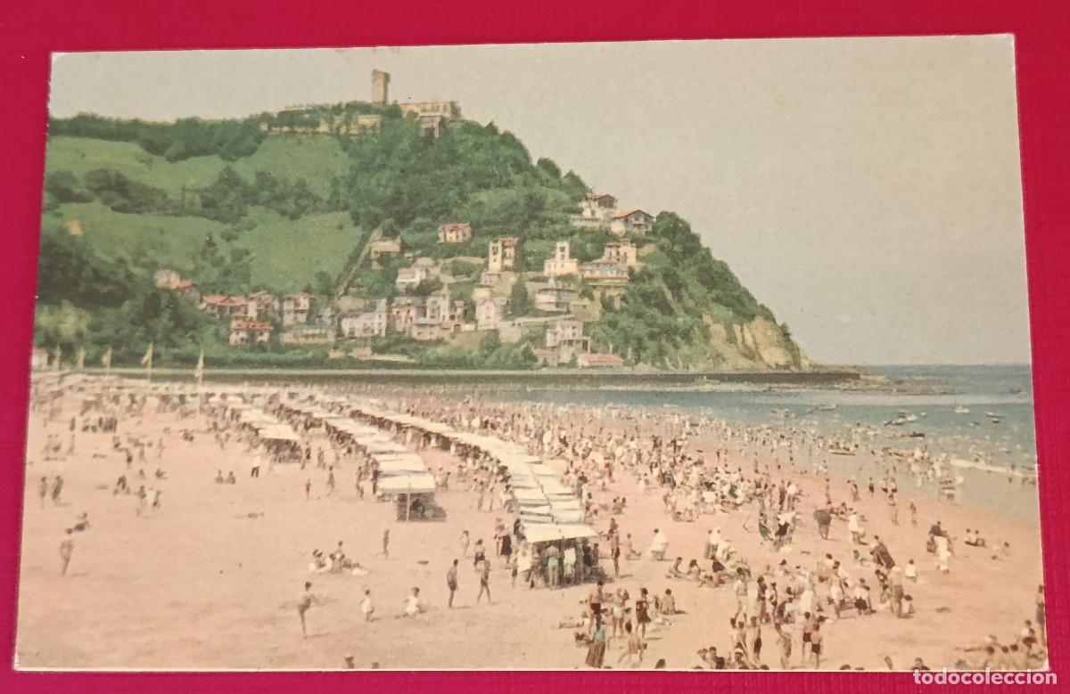 Postales: TARJETA POSTAL PLAYA DE ONDARRETA - SAN SEBASTI&Aacute;N 1961