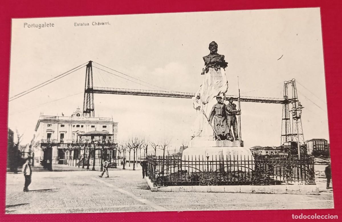 Postales: TARJETA POSTAL ESTATUA CHAVARRI - PORTUGALETE 1920