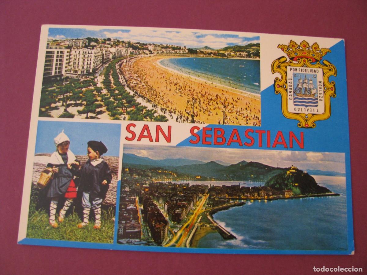 Postales: POSTAL DE SAN SEBASTIAN. PLAYA DE LA CONCHA. VISTA NOCTURNA DESDE ULIA. MANIPEL