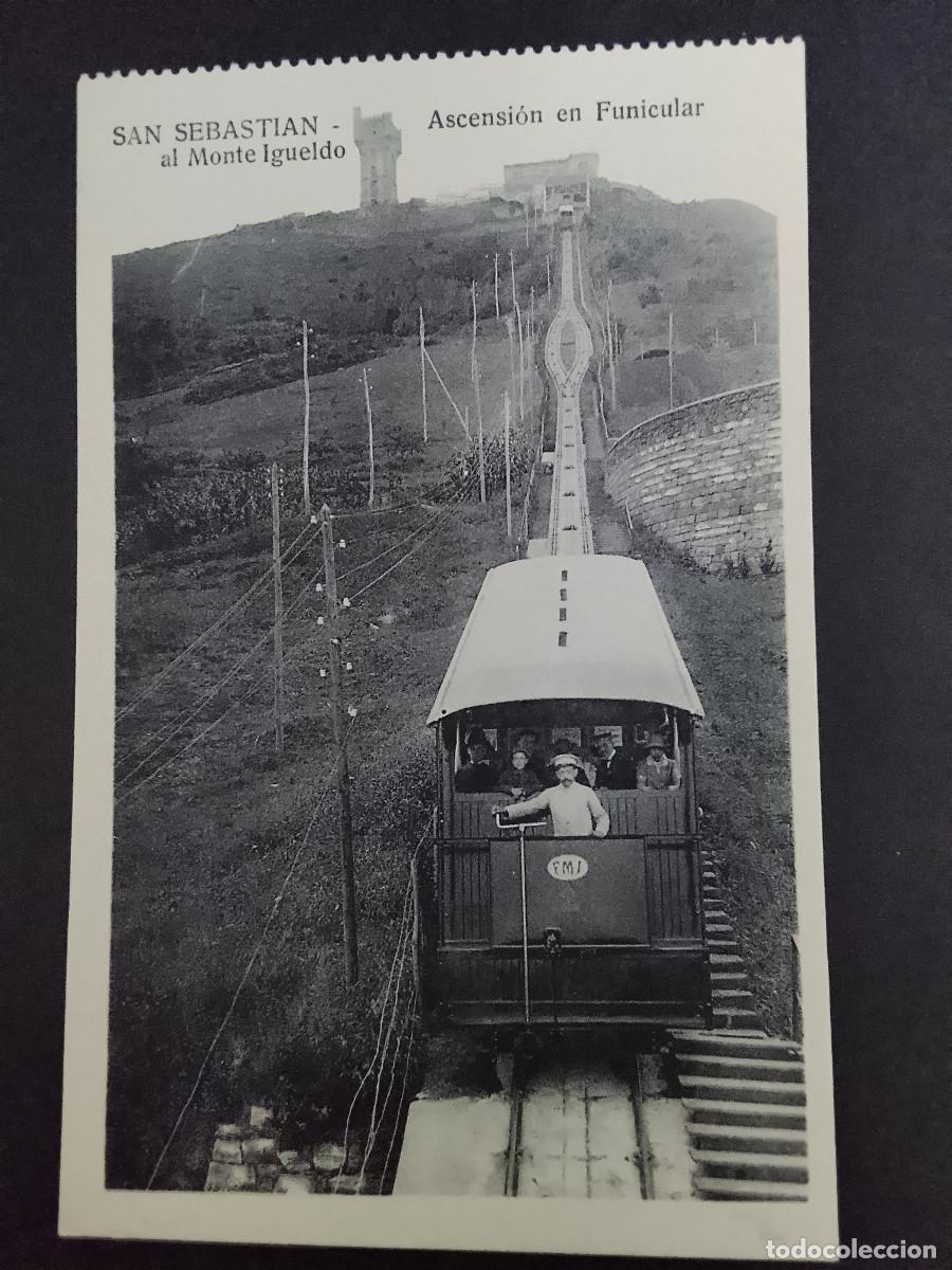 Postales: Postal de San Sebasti&aacute;n. Ascensi&oacute;n en funicular al Monte Igueldo