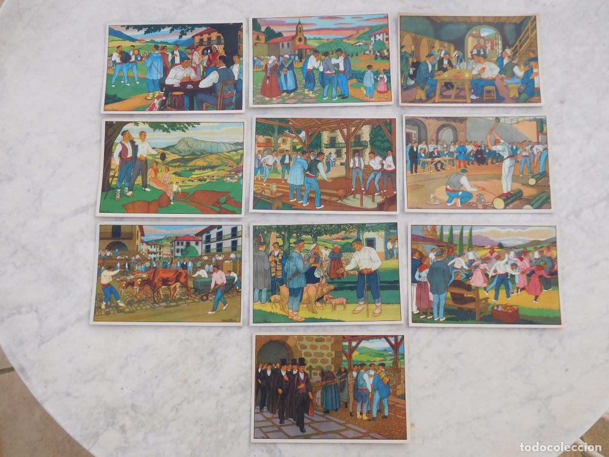 Postales: Colecci&oacute;n de 10 Postales vascas. Dibujos de Jos&eacute; Arru&eacute;. Ediciones de arte Laborde y Labayen Tolosa