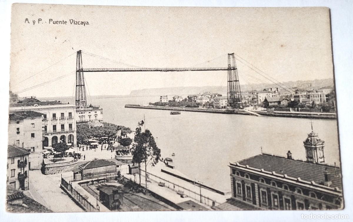 Postales: BILBAO - POSTAL MUY ANTIGUA MANUSCRITA EN 1918 - PUENTE VIZCAYA