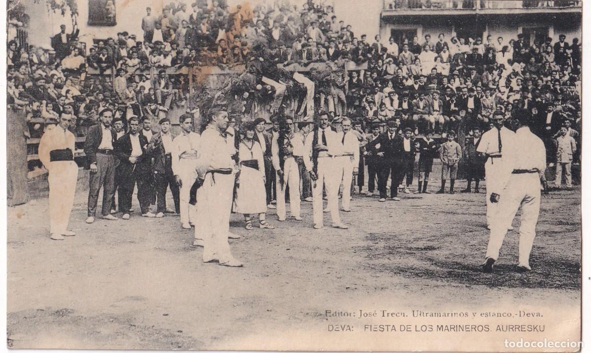 Postales: DEVA FIESTA DE LOS MARINEROS. AURRESKU. EDITOR JOSE TRECN ULTRAMARINOS Y ESTANCO