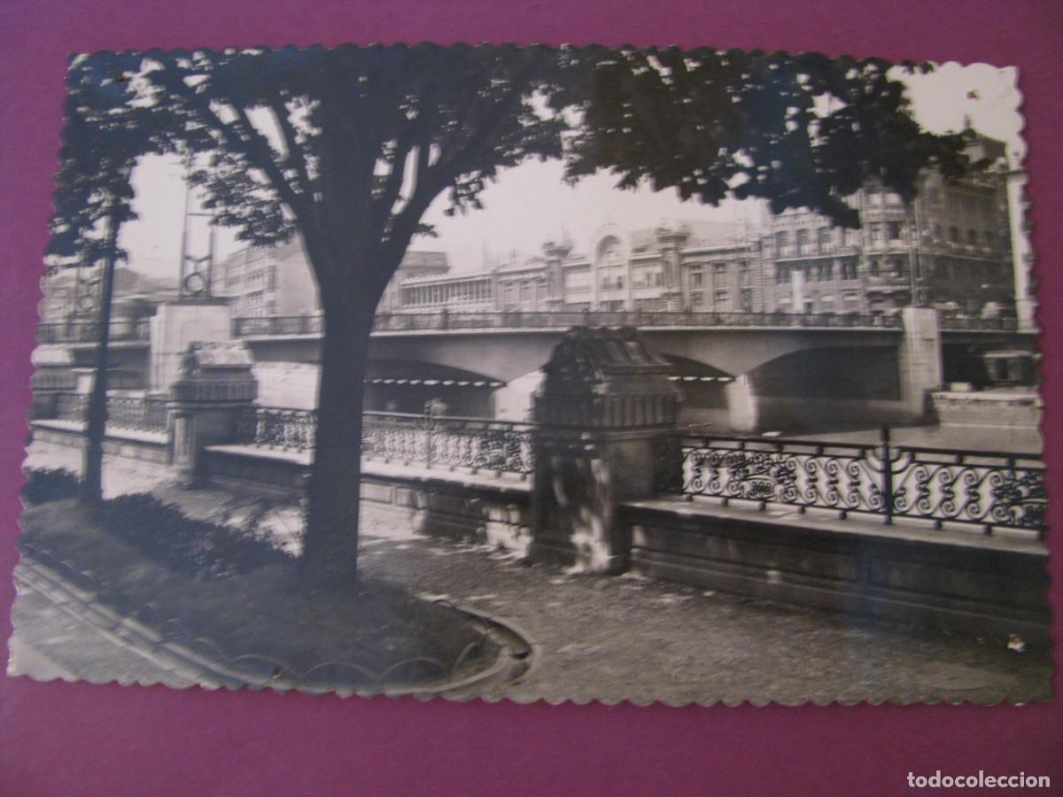 Postales: POSTAL FOTOGRAFICA DE BILBAO. PUENTE DE LA VICTORIA, A LA DERECHA LA ESTACION DEL F. C. A SANTANDER