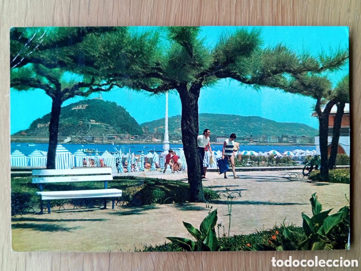 Postales: POSTAL SAN SEBASTI&Aacute;N JARDINES DE ONDARRETA C.A.T. 1965 CIRCULADA EN 1966 O.G. VALVERDE S.A: