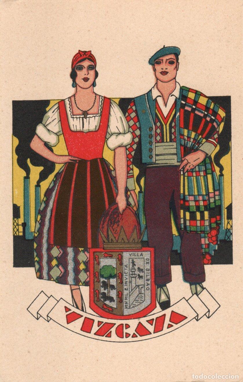 Postkarten: BONITA POSTAL - VIZCAYA - PAREJA DE VASCOS Y ESCUDO - PUBLICACIONES CIAGARA