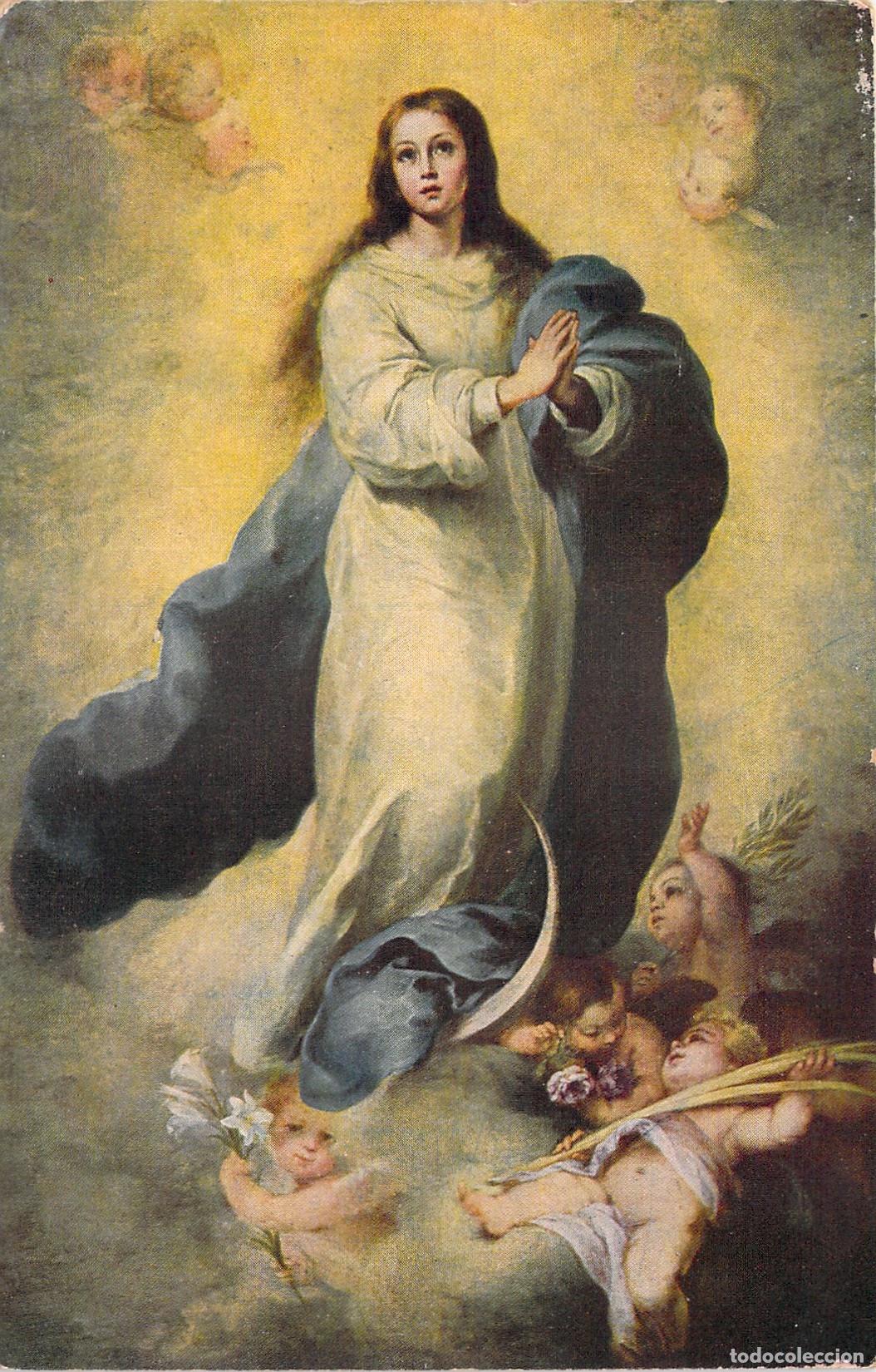 Postales: Postal de la Virgen Inmaculada seg&uacute;n Murillo