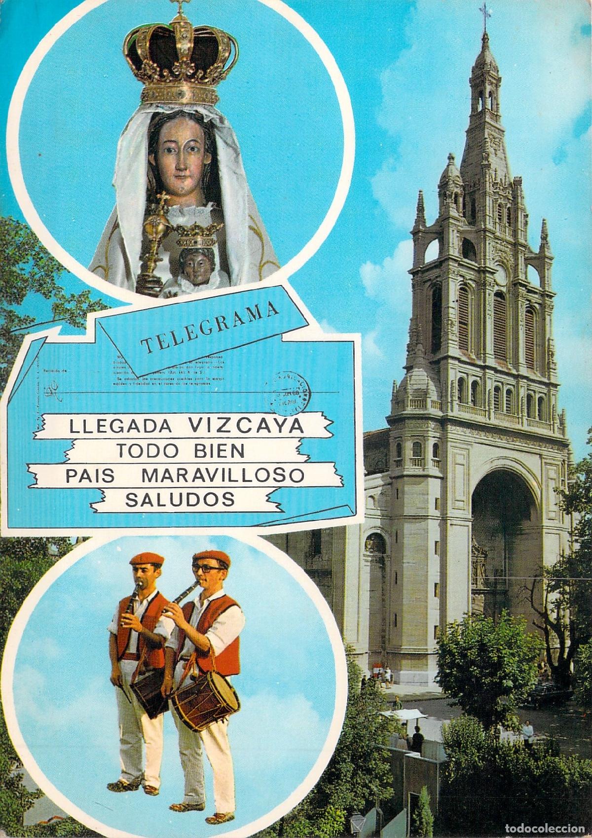 Postales: Postal de Bilbao, Bas&iacute;lica de Bego&ntilde;a y folclore vizca&iacute;no