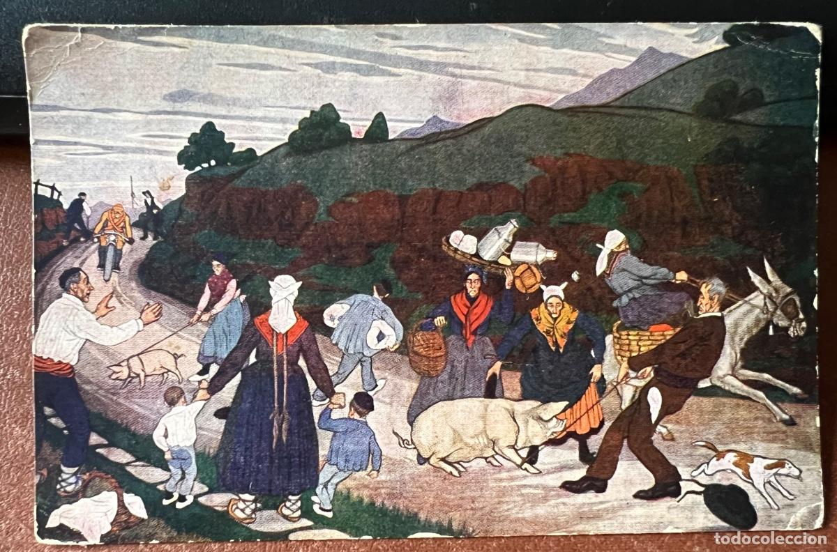 Postales: Postal de Jos&eacute; Arrue - N&deg; 15 - Retirada estrat&eacute;gica (Escena Vasca) - Lux (Gran Via, 34 - Bilbao)