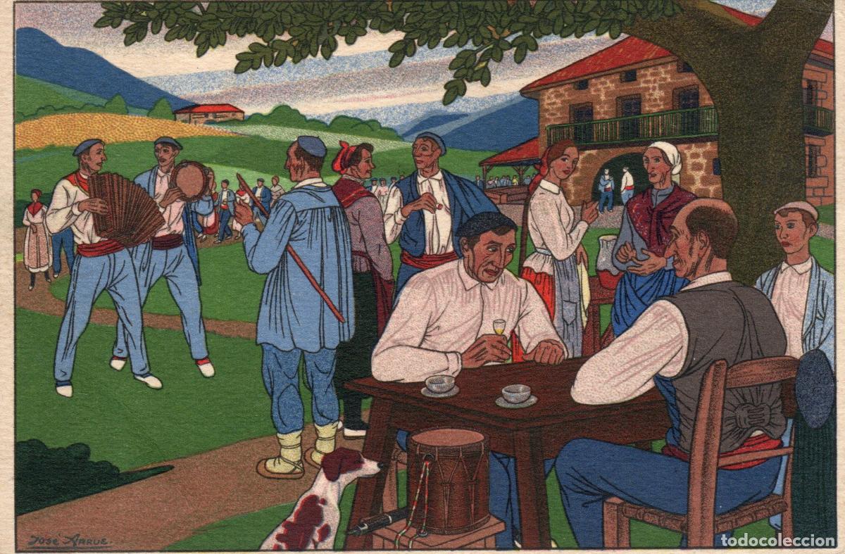 Postales: BONITA POSTAL - POSTALES VASCAS N&Uacute;M. 1 - DIBUJO DE JOSE ARRUE - EDIC. DE ARTE LABORDE Y LABAYEN