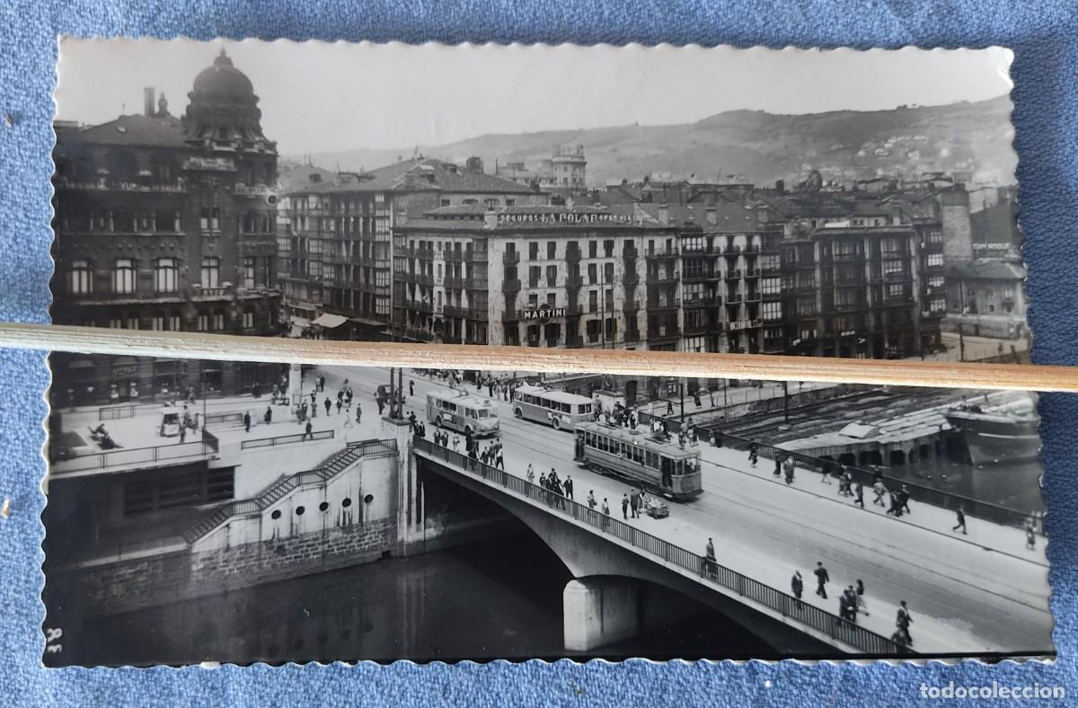Postales: ANTIGUA POSTAL DE BILBAO PUENTE DE LA VICTORIA Y CALLE DE NAVARRA