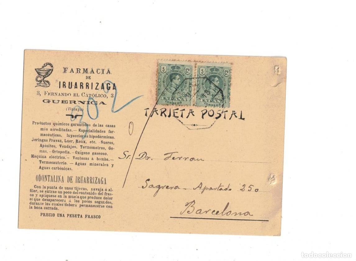 Postales: GUERNICA. FARMACIA DE IRUARRIZAGA 1913