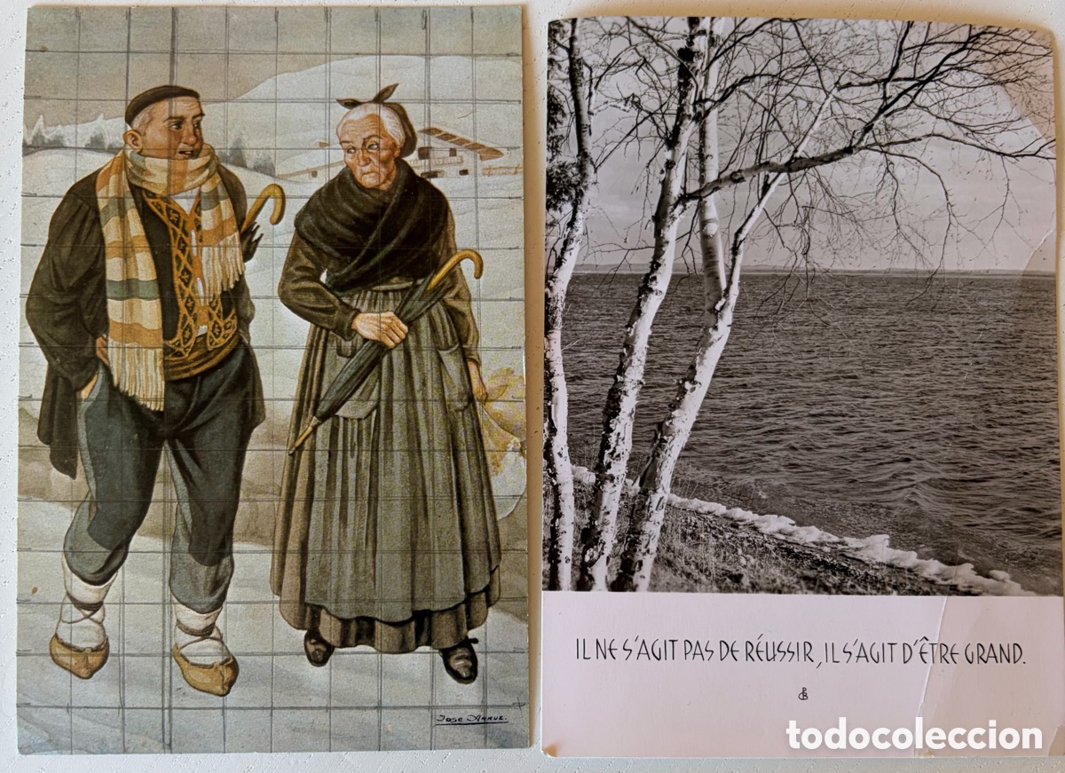 Postkarten: Lote 2 Postales: Costumbrismo Jos&eacute; Arrue + Fotograf&iacute;a Paisaje Charles P&eacute;guy