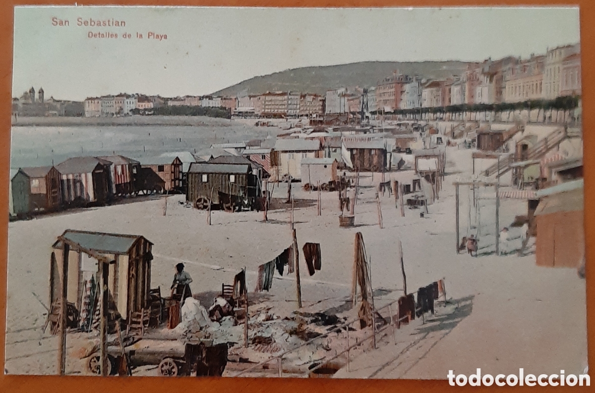 Cartes Postales: Postal San Sebasti&aacute;n coloreada. Detalle de la Playa. Sin escribir. R10326