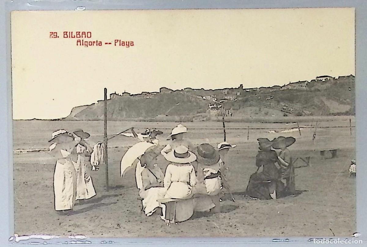 Cartes Postales: BILBAO (VIZCAYA). ALGORTA &ndash; PLAYA.Tarjeta postal fotogr&aacute;fica antigua en blanco y negro