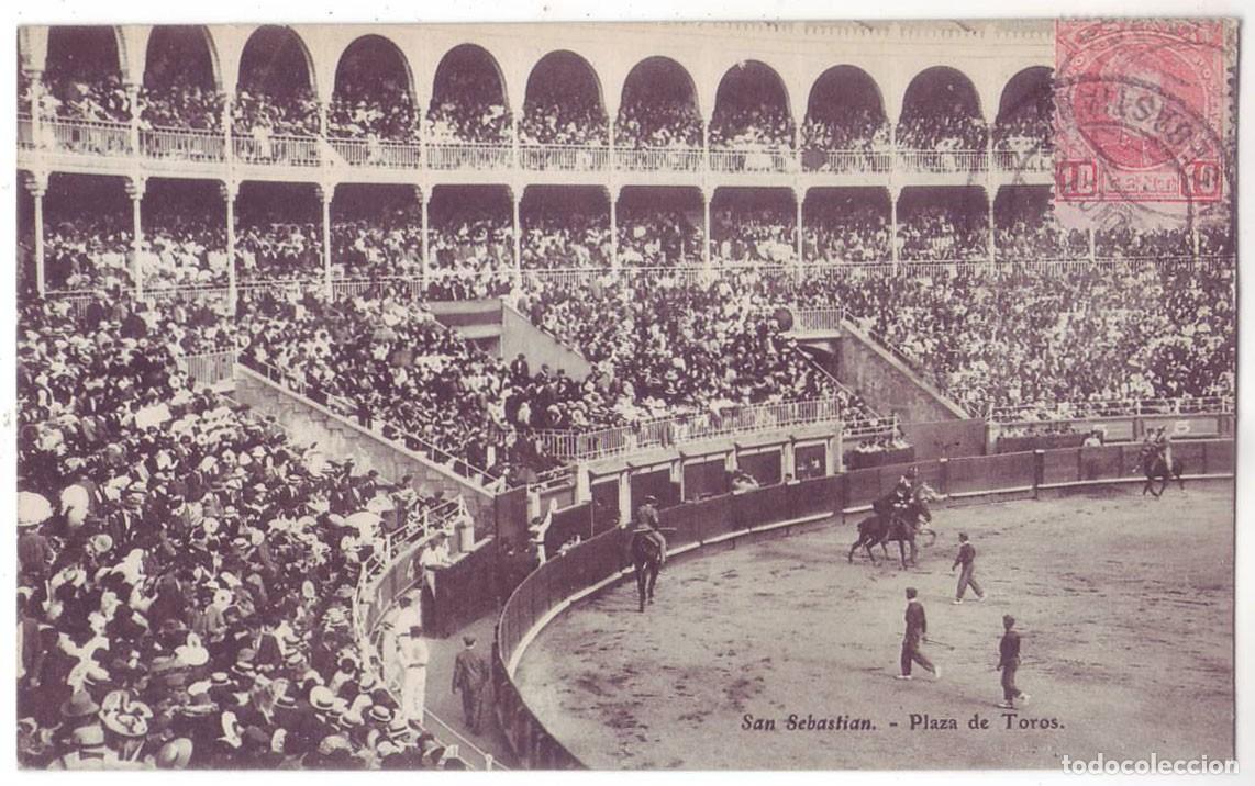 Postais: San Sebasti&aacute;n: Plaza de Toros. E.J.G. Circulada (1906)
