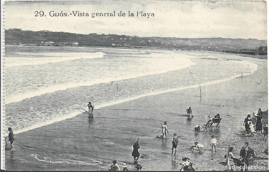 Postales: GIJ&Oacute;N (ASTURIAS) - VISTA GENERAL DE LA PLAYA - GRAFOS, MADRID
