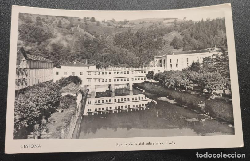 Postales: CESTONA, PUENTE DE CRISTAL SOBRE EL RIO UROLA, POSTAL ANTIGUA