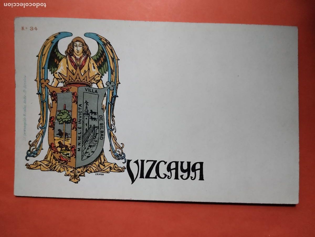 Postales: POSTAL N&ordm; 34. ESCUDO DE VIZCAYA LIT HERMENEGILDO MIRALLES.