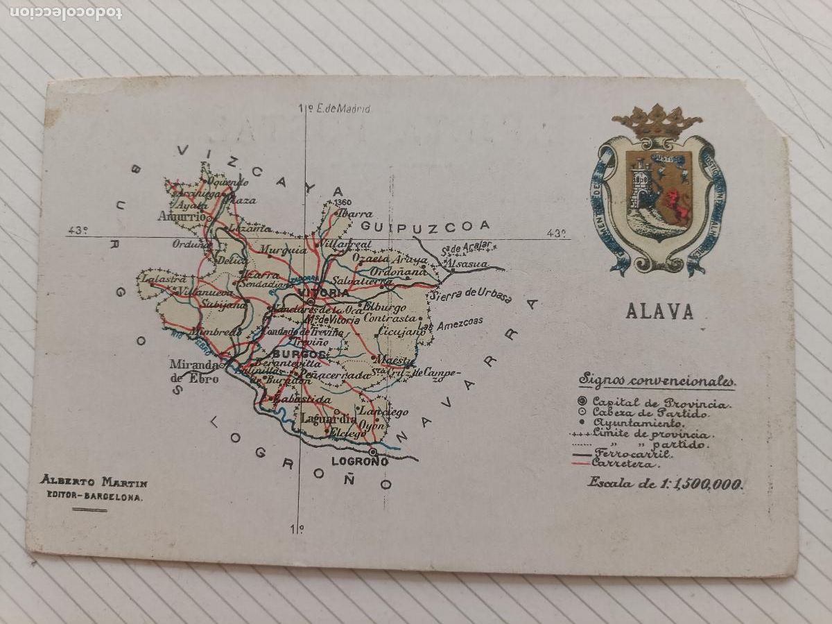Postales: Alava, mapa, postal antigua original