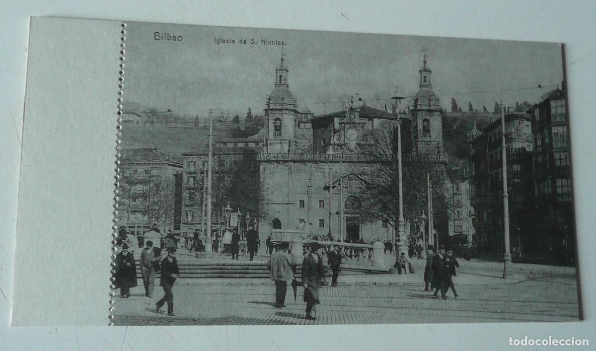 Postales: Reproducci&oacute;n de antigua postal en b/n de Bilbao. Iglesia de San Nicol&aacute;s
