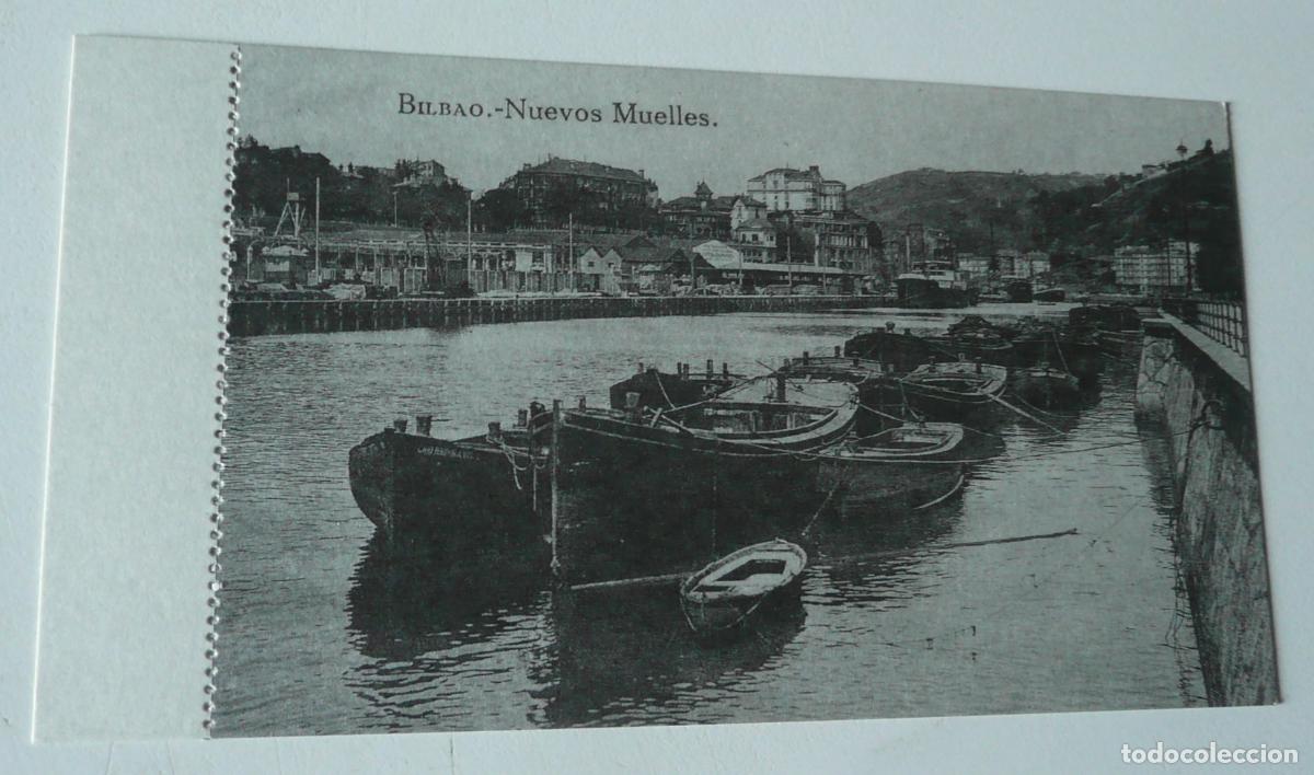 Postais: Reproducci&oacute;n de antigua postal en b/n de Bilbao. Nuevos muelles