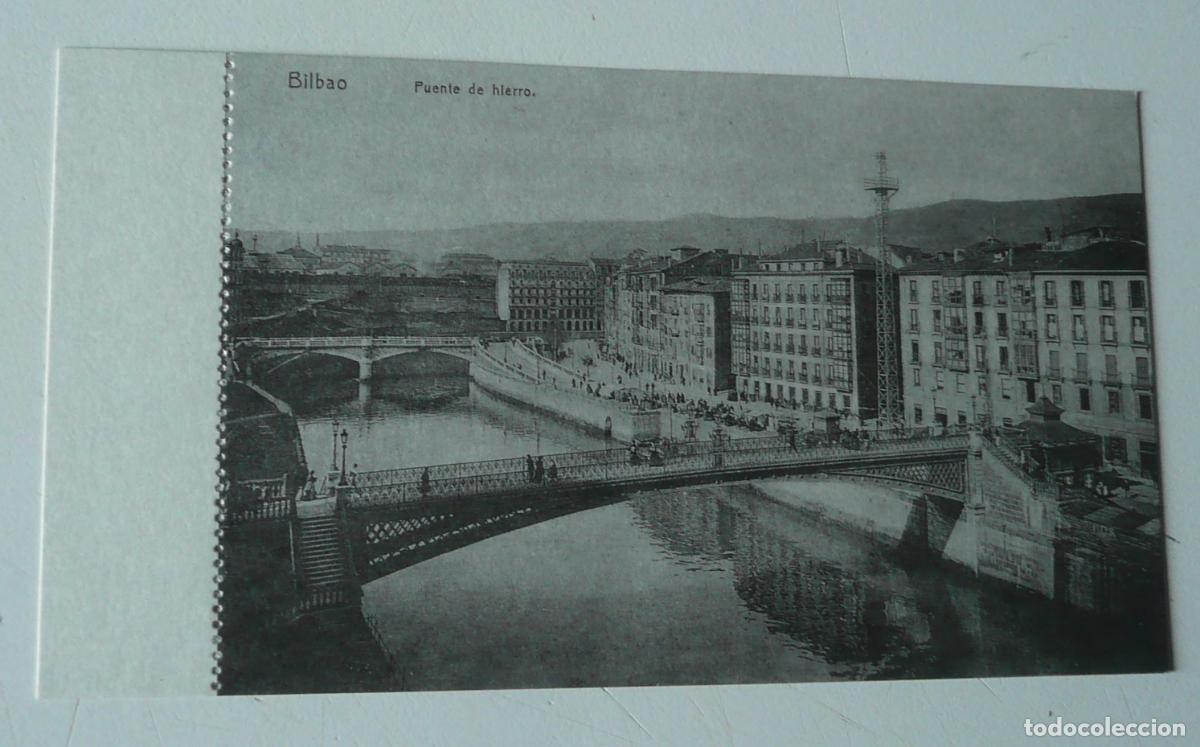 Postales: Reproducci&oacute;n de antigua postal en b/n de Bilbao. Puente de Hierro
