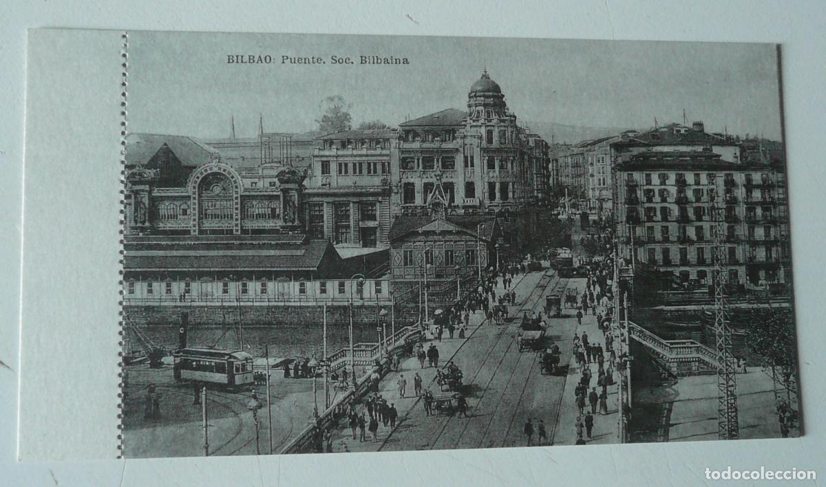 Postales: Reproducci&oacute;n de antigua postal en b/n de Bilbao. Puente Sociedad Bilba&iacute;na