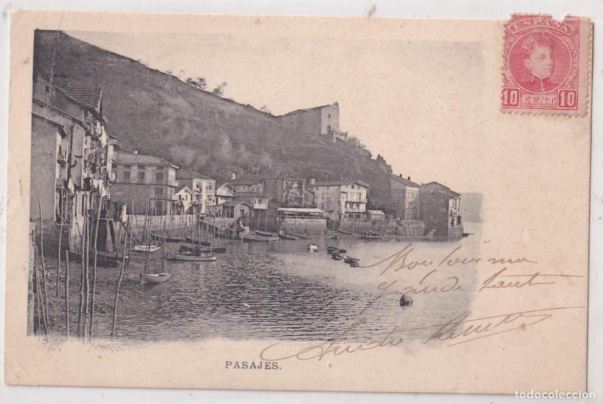 Postais: Pasajes Guipuzcoa. EJG Paris Irun. Reverso sin dividir. circulada