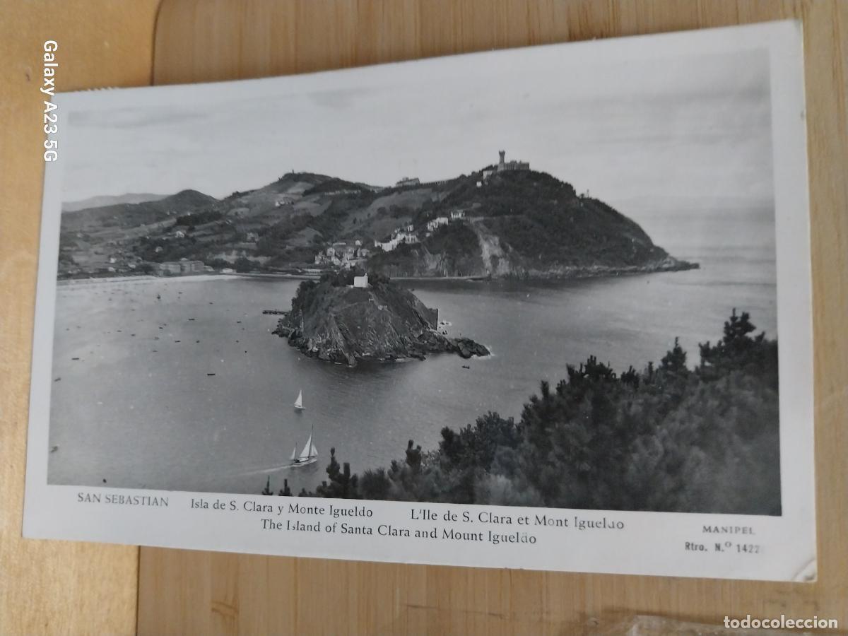 Postales: ISLA DE S CLARA MONTE IGUELDO SAN SEBASTIAN ED MANIPEL 142205 CIRCULADA A&Ntilde;O 1953 VELEROS