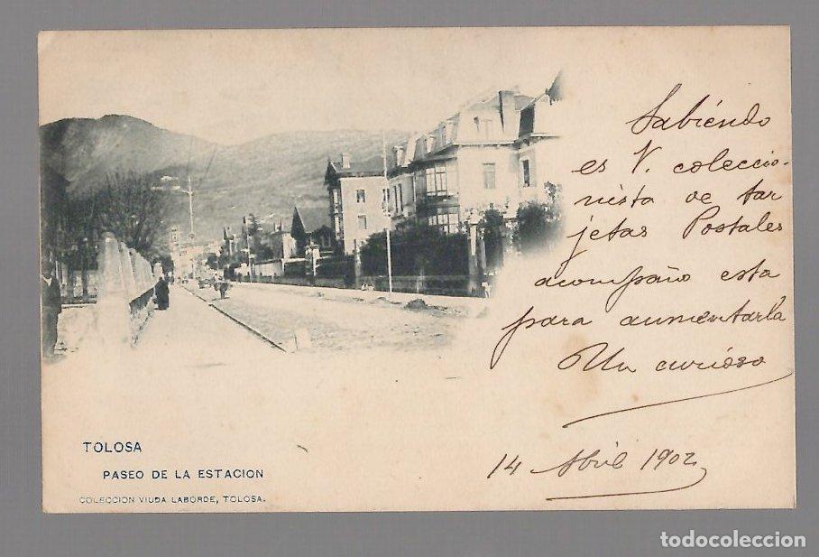Postales: TARJETA POSTAL TOLOSA PASEO DE LA ESTACION COLECCION VIUDA LABORDE. A&Ntilde;O 1902