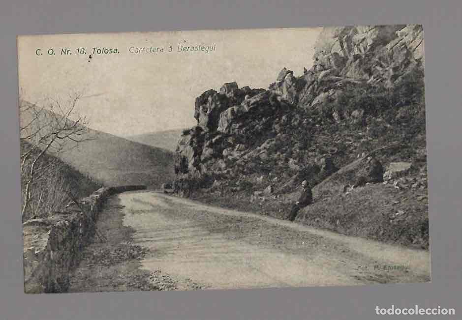 Postales: TARJETA POSTAL TOLOSA CARRETERA A BERASTEGUI C.O. N&ordm; 18, C.1920