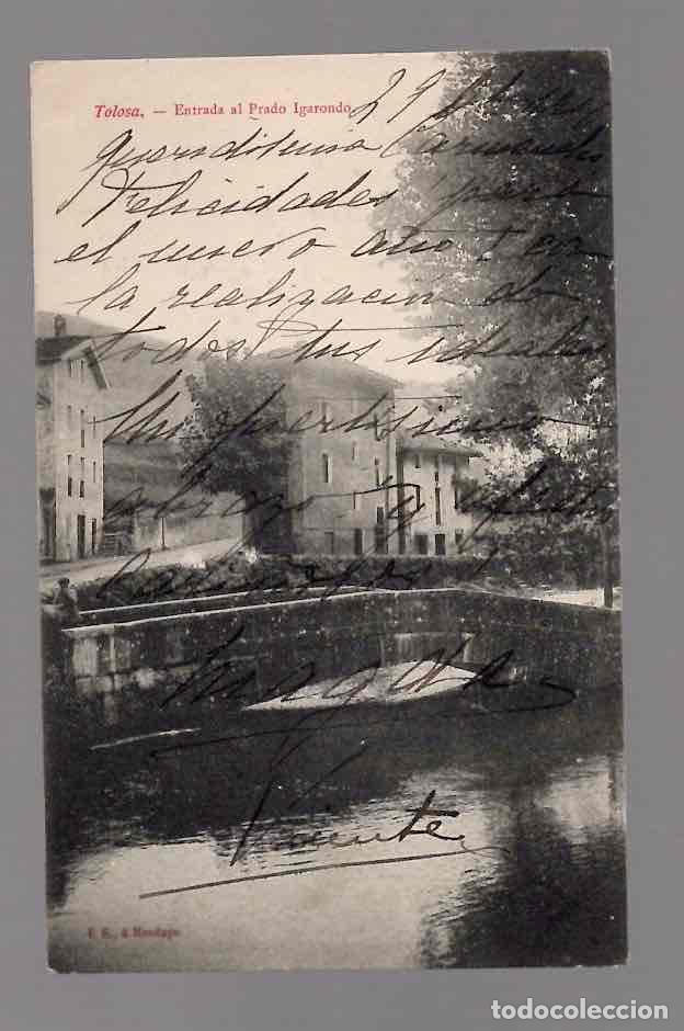Postales: TARJETA POSTAL TOLOSA ENTRADA AL PRADO IGARONDO. I.S. A HENDAYE, A&Ntilde;O 1906
