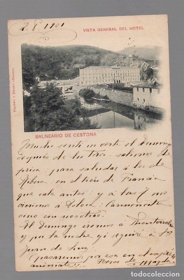 Postales: TARJETA POSTAL BALNEARIO DE CESTONA VISTA GENERAL DEL HOTEL. HAUSER Y MENET, A&Ntilde;O 1901