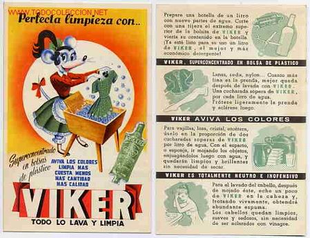 Postales: POSTAL 2 PUBLICIDAD VIKER LA RATITA , PRODUCTO DE LIMPIEZA
