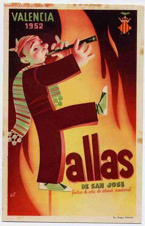 Postales: POSTAL 80 PUBLICIDAD FALLAS VALENCIA 1952 - Foto 1