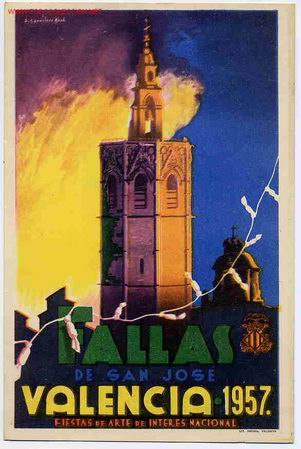Postales: POSTAL  84   PUBLICIDAD FALLAS VALENCIA 1957 - Foto 1