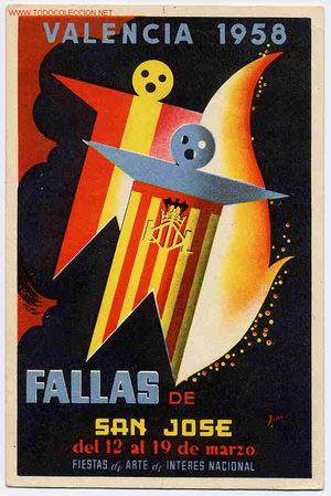 Postales: POSTAL  85   PUBLICIDAD FALLAS VALENCIA 1958 - Foto 1