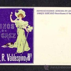 Postales: POSTAL PUBLICITARIA VINOS DE JEREZ DE A.R.VALDESPINO Y HNO (VER FOTO DEL DORSO)