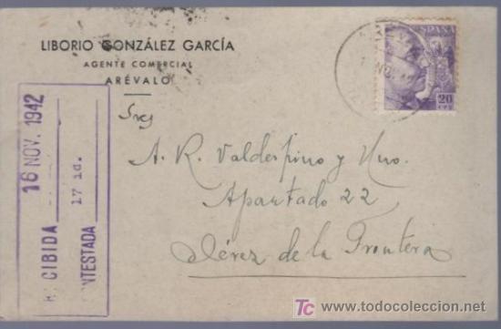 Postcards: TARJETA POSTAL DE PUBLICIDAD DE LIBORIO GONZALEZ GARCIA. AGENTE COMERCIAL. AREVALO.