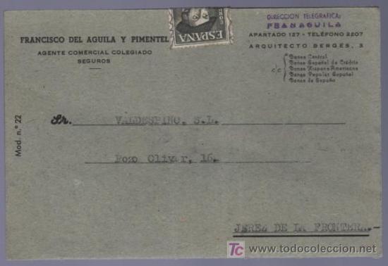 Postales: TARJETA POSTAL DE PUBLICIDAD DE FRANCISCO DEL AGUILA Y PIMENTEL. JAEN