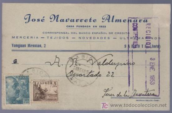 Postales: TARJETA POSTAL DE PUBLICIDAD JOSE NAVARRETE ALMENAR. SABIOTE. JAEN