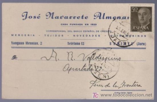 Postcards: TARJETA POSTAL DE PUBLICIDAD DE JOSE NAVARRETE ALMENAR. SABIOTE JAEN